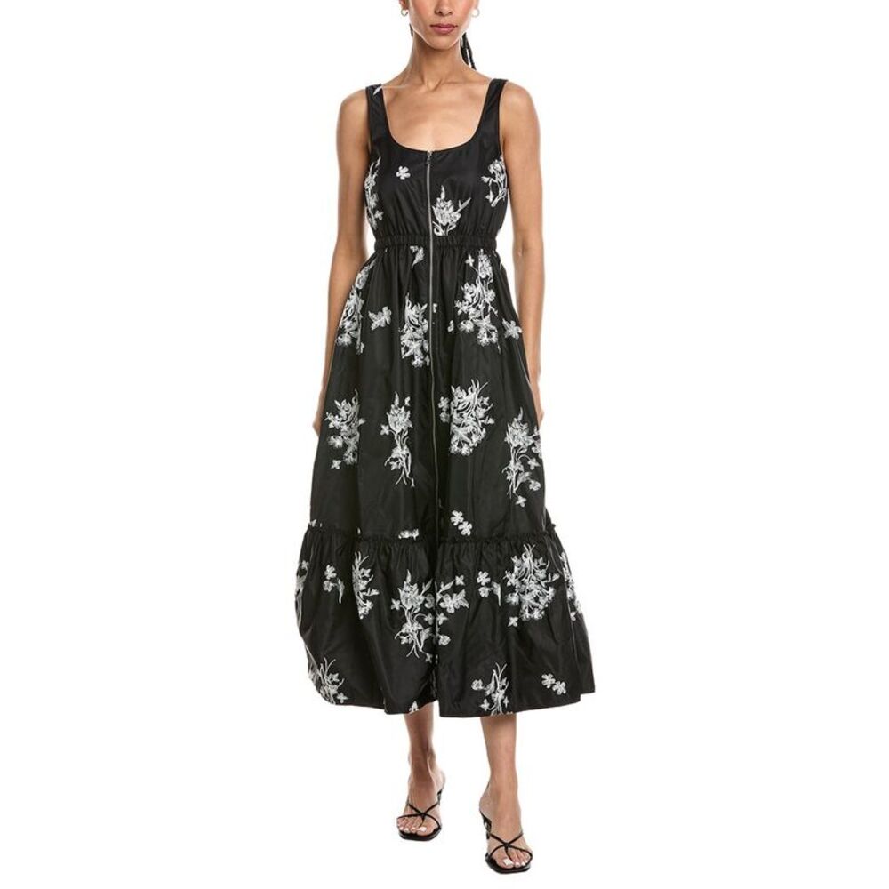 Cinq À Sept Womens  Wildflower Whimsy Vernetta Midi Dress, Black